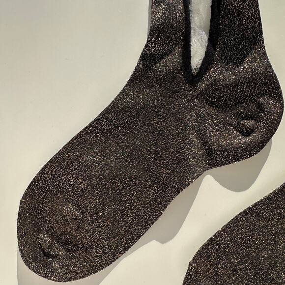 Hansel from Basel x Rachel Comey Slim Sheer Crew Black Gold Womens Socks 6-9.5 - Picture 7 of 14
